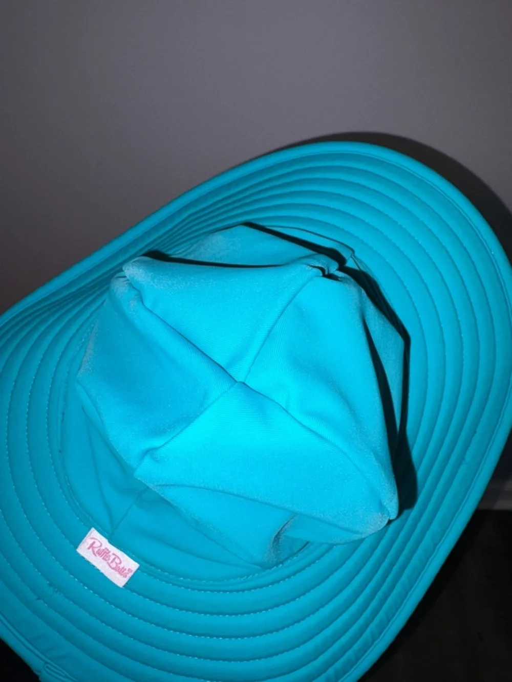 Ruffle Butts Swim Hat in Teal Ribbed Wide Brim size 0-12 Months